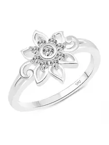 Vighnaharta Rhodium-Plated Cubic Zirconia Finger Ring