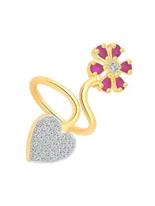 Vighnaharta Gold-Plated Cubic Zirconia Finger Ring
