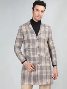 CHKOKKO Checked Notched Lapel Woollen Overcoat