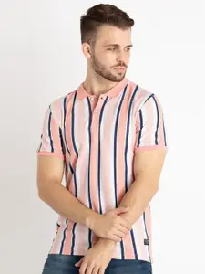 Status Quo Striped Polo Collar Short Sleeves Regular T-shirt