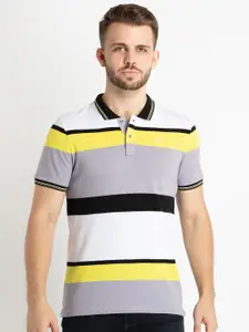 Status Quo Striped Polo Collar Cotton T-shirt