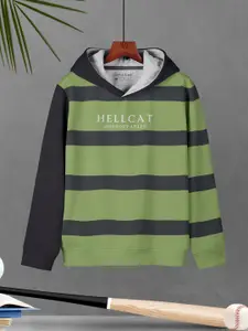 HELLCAT Boys Striped Hooded Cotton Pullover