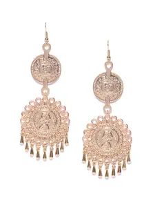 Crunchy Fashion Gold-Toned Circular Drop Earrings