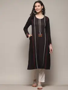 Biba Striped Round Neck Kurta