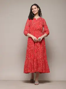 Biba Floral Printed A-Line Midi Dress