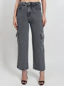 LIVE OK Women Boyfriend Fit High-Rise Clean Look Cotton Jeans