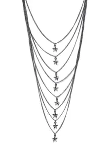 Crunchy Fashion Silver-Toned Metal Layered Necklace