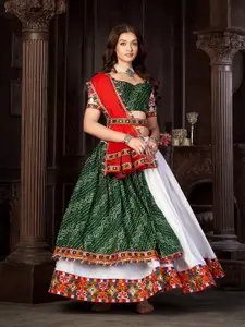 KALINI Embroidered Thread Work Semi-Stitched Lehenga & Unstitched Blouse With Dupatta