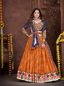 KALINI Embroidered Thread Work Semi-Stitched Lehenga & Unstitched Blouse With Dupatta