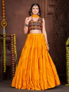 KALINI Embroidered Mirror Work Lehenga Choli With Dupatta