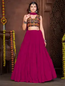 KALINI Embroidered Semi-Stitched Lehenga & Unstitched Blouse With Dupatta