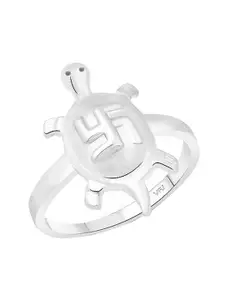 Vighnaharta Rhodium-Plated Swastik Tortoise Finger Ring
