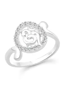 Vighnaharta Rhodium-Plated Cubic Zirconia Studded Finger Ring