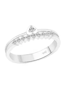 Vighnaharta Rhodium-Plated Cubic Zirconia Studded Finger Ring