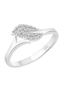 Vighnaharta Rhodium-Plated Cubic Zirconia Studded Finger Ring