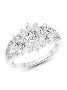 Vighnaharta Rhodium Plated Cubic Zirconia Studded Finger Ring