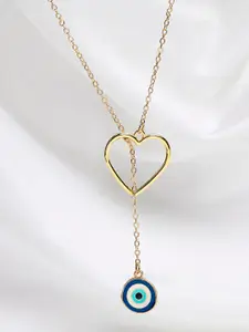 OOMPH Gold-Toned Heart Evil Eye Charm Minimal Necklace
