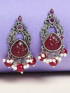 OOMPH Stone Studded Contemporary Drop Earrings