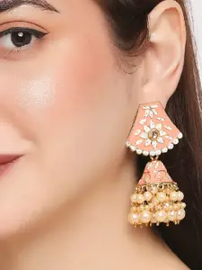OOMPH Floral Kundan Studded Jhumkas