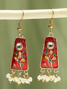 OOMPH Red Geometric Drop Earrings
