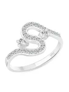 Vighnaharta Rhodium-Plated Cubic Zirconia-Studded Finger Ring