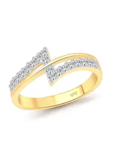 Vighnaharta Gold-Plated CZ-Studded Finger Ring