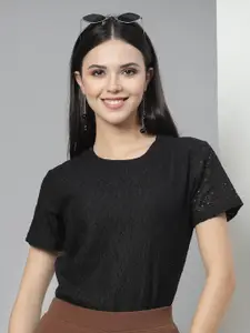 Style Quotient Schiffli Cotton Regular Top