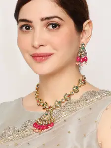 OOMPH Kundan-Studded & Pearl Beaded Necklace & Earrings