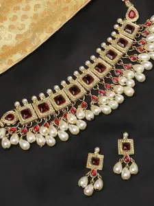 OOMPH Kundan-Studded & Pearl Beaded Jadau Necklace & Earrings