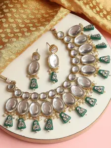 OOMPH Kundan -Studded & Pearl Beaded Necklace & Earrings