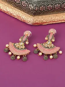 OOMPH Kundan Studded & Pearls Beaded Drop Earrings
