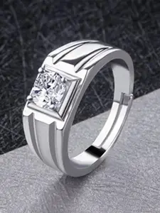 MEENAZ Men Set Of 2 Silver-Plated AD-Studded Finger Ring
