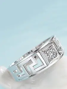 MEENAZ Men Set Of 2 Silver-Plated AD-Studded Finger Ring