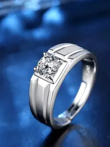 MEENAZ Men Set Of 2 Silver-Plated AD Studded Finger Ring