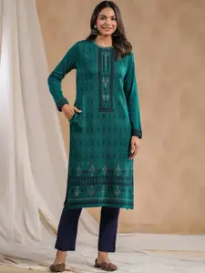 Ishin Ethnic Motifs Woven Design Jacquard Straight Kurta