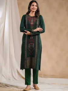 Ishin Ethnic Motifs Woven Design Jacquard Straight Kurta
