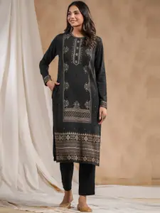 Ishin Ethnic Motifs Woven Design Straight Jacquard Kurta