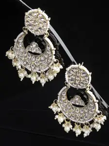 Shining Diva Fashion Gold Plated Kundan Studded & Pearls Beaded Chandbalis