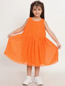 Creative Kids Girls Geometric Printed Gathered or Pleated Fit and Flare Dress