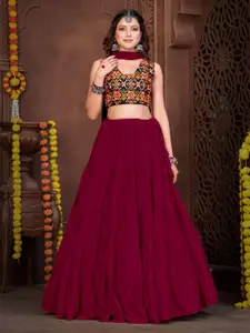 KALINI Embroidered Semi-Stitched Lehenga & Unstitched Blouse With Dupatta