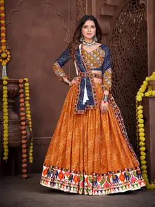 KALINI Bandhani Printed Thread Work Lehenga Choli With Dupatta