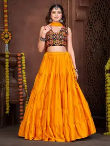 KALINI Embroidered Semi-Stitched Lehenga & Unstitched Blouse With Dupatta