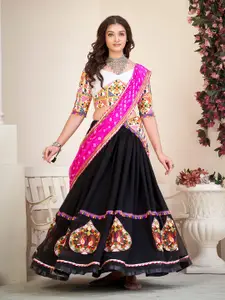KALINI Embroidered Semi-Stitched Lehenga & Unstitched Blouse With Dupatta