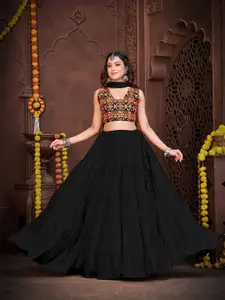 KALINI Embroidered Thread Work Semi-Stitched Lehenga & Unstitched Blouse With Dupatta
