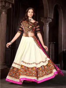 KALINI Embroidered Mirror Work Lehenga Choli With Dupatta