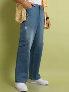 Campus Sutra Men Maxi Slim Fit Low Distress Light Fade Cotton Cargo Jeans