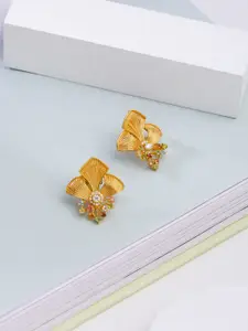 Kicky And Perky Rose Gold Leaf Shaped Studs Earrings