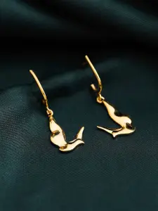 Kicky And Perky Gold-Toned Bird Shaped Dangle Earrings