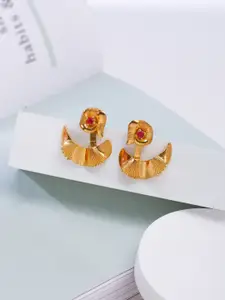 Kicky And Perky Rose Gold Floral Jacket Studs Earrings