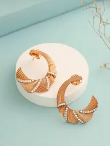 Kicky And Perky Rose Gold Crescent Shaped Half Hoop Earrings